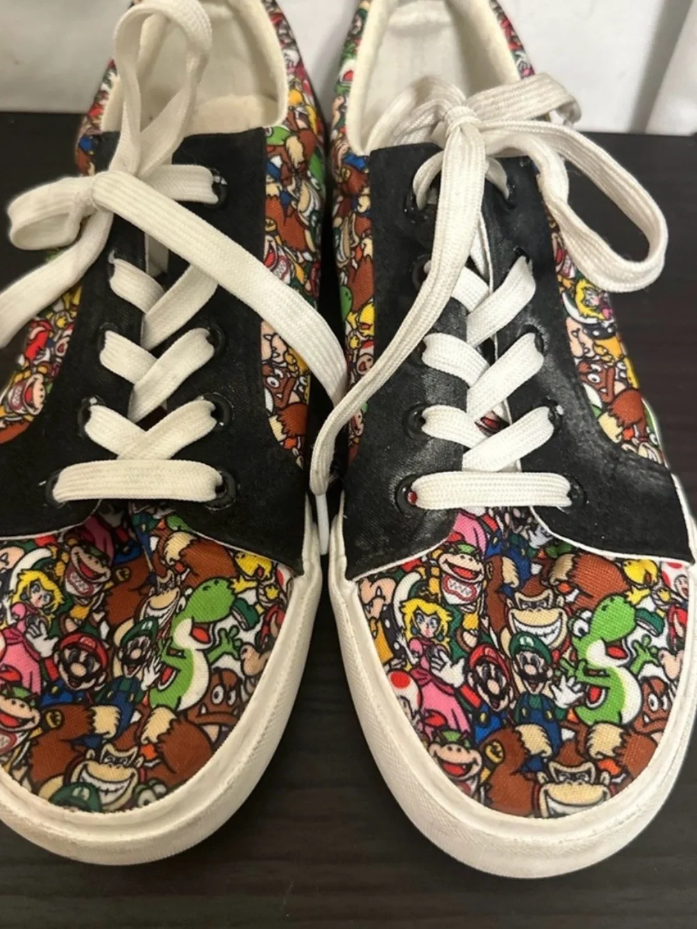 Super Mario X Vans Kids Colorful Cartoon-Print Low-Top Sneakers with White Sole